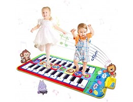 Fivegoes Piano Mat for Kids 44 X 20 Double Keyboard Music Play Mat 20 Keys Floor Musical Dance Blanket Mat Electronic Touch Playmat with 8 Instrument Sounds Learning Toys Gift for Girl Boy