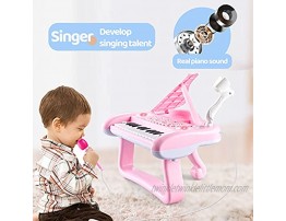 Girls First Birthday Gift Age 1 Toddler Toy for 2 Year Old Baby Present Musical Keyboard Kids Instrument with Microphone Pink