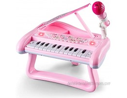 Girls First Birthday Gift Age 1 Toddler Toy for 2 Year Old Baby Present Musical Keyboard Kids Instrument with Microphone Pink