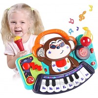 iPlay iLearn Music Baby Toys Electronic Monkey Piano Keyboard W  Light Sounds Infant Musical Activity Center Toddler Development Fine Motor Birthday Gifts for 18 24 Month 2 3 Year Old Boys Girls