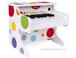 Janod Confetti My First Electronic Wood Piano Vibrant Colored First Musical Instrument for Coordination and Motor Skills Ages 3+