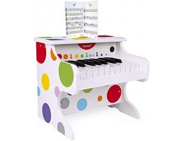 Janod Confetti My First Electronic Wood Piano Vibrant Colored First Musical Instrument for Coordination and Motor Skills Ages 3+