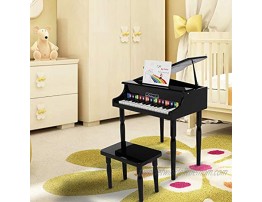 JOYMOR 30 Key Classical Kids Piano for Toddles with Charming Tones & Sounds Wood Toy Grand Piano with Full-Size Keys Musical Instrument with Bench Music Stand and Song Book Black