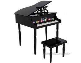 JOYMOR 30 Key Classical Kids Piano for Toddles with Charming Tones & Sounds Wood Toy Grand Piano with Full-Size Keys Musical Instrument with Bench Music Stand and Song Book Black