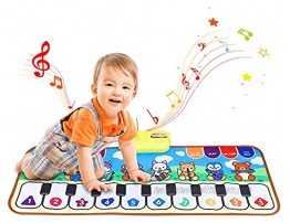 JURSTON Piano Mat Kids Electronic Musical Keyboard Mat Touch Play Blanket with 8 Instrument Sounds Early Learning Education Toy for 3+ Year Old Girls Boys Birthday Gifts for Toddler Baby