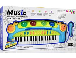 Kiddie Play Electronic 37-Key Toy Piano Keyboard for Kids with Real Working Microphone and Colorful Lights with USB Adapter