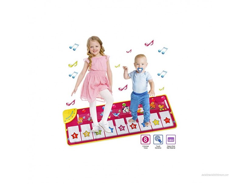 Kids Musical Keyboard Piano Mat Musical Piano Mat 8 Instrument Sounds 5 Play Modes Touch Play Game Toy Gifts for 1 2 3 Year Kids Toddlers Girls Boys 39.4 x 14.2