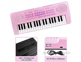 Kids Piano Keyboard 37 Keys Electronic Piano for Kids Music Piano with Microphone Musical Instruments Gift Toy for Boys Girls Children Pink