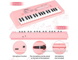 Kids Piano Keyboard 37 Keys Electronic Piano for Kids Musical Piano Keyboard with Microphone Educational Musical Toys Gift for 3-6 Years Old Girls Boys Beginners Pink