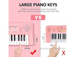 Kids Piano Keyboard 37 Keys Electronic Piano for Kids Musical Piano Keyboard with Microphone Educational Musical Toys Gift for 3-6 Years Old Girls Boys Beginners Pink