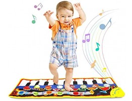 KleinKart Musical Piano Mat Keyboard Dance Blanket with 19 Keys 8 Instruments Built-in Speaker Recorder and Playback for Kids Girls Boys 43.3 x 14.2
