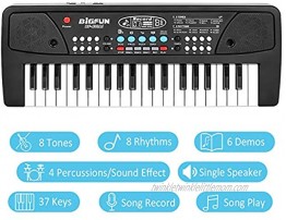 M SANMERSEN Kids Piano Keyboard Piano for Kids with Microphone Portable Electronic Keyboards for Beginners 37 Keys Musical Toys Pianos for Girls Boys Ages 3-8