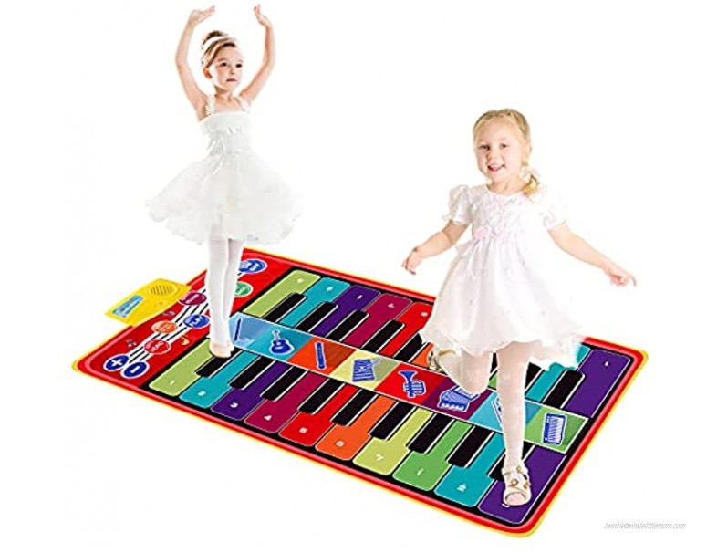 M SANMERSEN Kids Piano Mat Keyboard Music Mats with 8 Instrument Sounds 10 Demos Touch Play Musical Mat Gifts Toy for Boys Girls Double-Way for Playing