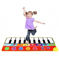 M SANMERSEN Piano Mat for Kids 57.4 Musical Dance Mat with 8 Instruments Sound Adjustable Volume Keyboard Play Mat Colorful Touch Play Blanket Toys for 3-8 Years Old Girls Boys