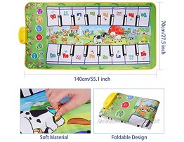 M SANMERSEN Piano Music Mat 55.1 x 27.5 Kids Keyboard Mats with 6 Functional Modes Double-Way for Playing 8 Animal Sounds Touch Play Dance Mat Musical Toys Gift for Boys Girls Ages 3-10