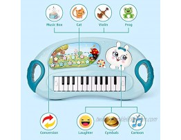 Mini Tudou Piano Toy for Toddler Girls,35 Keys Multifunctional Smart Large Keyboard Toy with Microphone Sing & Play Early Educational Baby Toy Best for 18M+ KidsBlue