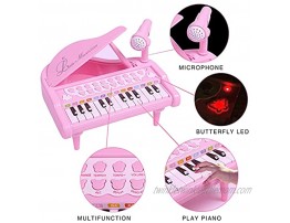 OKREVIEW Baby Piano Toy for Toddler Pink Baby Piano Toy for Kids Birthday Gift 1 2 3 4 Years Old 24 Keys Multifunctional Musical Baby Girl Toys for Toddler
