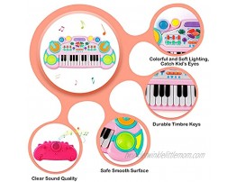 Piano Toy for Toddlers 24 Keys Kids Toy Piano Keyboard Music Keyboard Piano Toy with Dynamic Lighting Multifunctional Musical Instruments for Boys Girls Pink