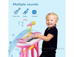 Reditmo Toddler Toy Keyboard Kids Piano Electronic Organ 31 Keys with Microphone Firmer Stool Educational Toy for 3-6 Years Old Children Baby Toddlers Pink