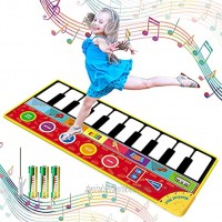 Tencoz Kids Musical Mats 10 Keys Piano Mat with 8 Selectable Musical Instruments Floor Keyboard for Boys Girls Kids Early Educational Toys 58.26” x 23.62”