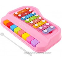 Toddmomy Baby Piano Xylophone Toy Toddlers Keyboard Xylophone Piano Preschool Educational Musical Learning Instruments Toy for Kids Girls Boys Pink