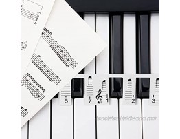Voupuoda 88-key Piano Note Chart Non-sticking Removable Piano Keyboard Stickers with Music Stave & Numbered Musical Notation for Beginners Piano Learning Practice