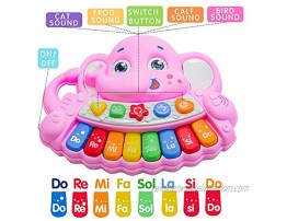 Ynanimery Baby Musical Toys Baby Piano Toy for Infants Toddlers Musical Elephant Piano Keyboard Learning Toy with 8 Keys & Animals Sounds & Led Lights for 18+ Months 2 3 4 Years Old Boys Girls