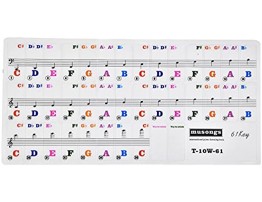 Yosoo Piano Stickers for Keys Removable Colorful Piano Keyboard Stickers for 61 Full Set Stickers for Kids Beginner Learning Piano