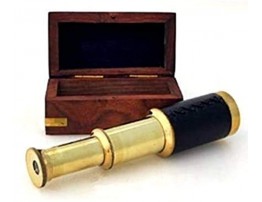 6 Handheld Brass Telescope with Wooden Box Pirate Navigation Bombay Jewel
