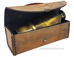 Brass Nautical Captain's Functional Telescope | Brass Made | Glass Optics and High Magnfication | Pirate's Instrument| Camouflage Finish | 16in Long | 1Pc in Leather Bag | Handheld Style Spyglass