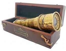 Brass Nautical Ship Captain's Working Telescope | Brass Made Spyglass | Glass Optics & High Magnification | Pirate's Instrument | Camouflage Finish | 18in Long | 1 Pc in Free Hardwood Box | Handheld
