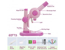 Donzy Kids Beginner Microscope Toy with Professional Optical Glasses DIY Slides Accessories Inside Great Educational Toy for Kids