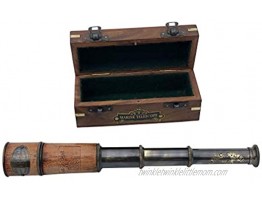 Handheld Brass Telescope Maritime Sailors Masterpiece with Wooden Box Pirate Spyglass