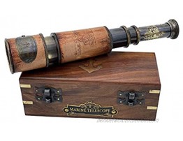 Handheld Brass Telescope Maritime Sailors Masterpiece with Wooden Box Pirate Spyglass