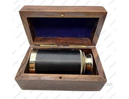 Nautical Brass Spyglass Telescope with Box Brass Black Leather