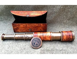 Nautical Leather Telescope Marine Antique Brass Pirate Spyglass Vintage Scope