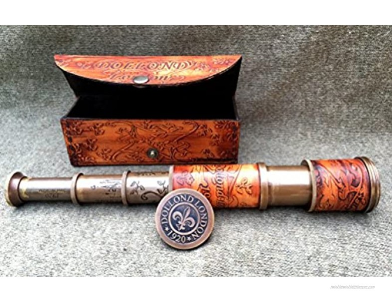 Nautical Leather Telescope Marine Antique Brass Pirate Spyglass Vintage Scope