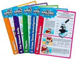 Omano Microscope Experiments and Science Activities for Kids “The Amazing Microscope Adventures” 5-Card Pack Book Alternative Home Classroom DIY Scientific Learning