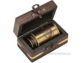 raajsee Mini Pirate Spyglass Telescope Antique Brass Finish with Wooden Box Small Vintage Pirate Marine Decorative Telescope 6''