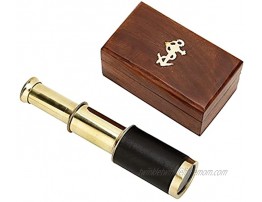 raajsee Mini Pirate Spyglass Telescope Brass Colapsable Hand Telescope with Wooden Box Small Vintage Telescope Pirate Decore Brass Decorative Telescope 6''