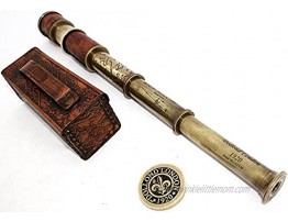 Roorkee Instruments Antique Nautical Vintage Monocular Handheld Brass Pirate Spyglass Handcrafted Portable Collapsible Marine Telescope Leather Case Collectible Décor Gift 17DOLLOND London 1920