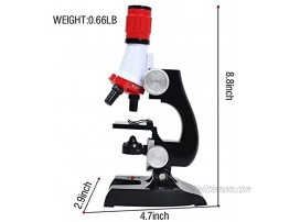 Science Kits for Kids Microscope Beginner Microscope Kit LED 100X 400x and 1200x Magnification Kids Science Toys,red