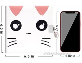 CAGIE Diary with Lock for Girls Cute Cat Soft Leather Secret Journal with Pen 192 Lined and Blank Pages for Writing and Drawing 6.3 inch x 6.3 inch Notebooks for Girls