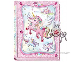 DUDUBUY Flying Unicorn Diary Sercret with Lock Journal for Girls Gift