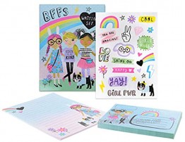 Jewelkeeper Cool Girls Rainbow Design Writing Kit Girls Stationery Paper Letter Set Stickers Envelope Seals