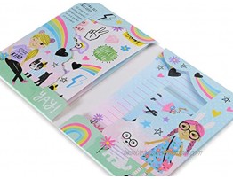 Jewelkeeper Cool Girls Rainbow Design Writing Kit Girls Stationery Paper Letter Set Stickers Envelope Seals
