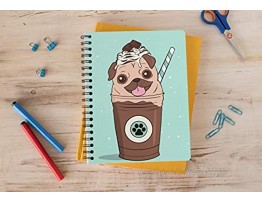 Journal Notebook 5.5x8.5 Coil Bound 150 lined pages Pug in Coffee Journal Spiral Notebook