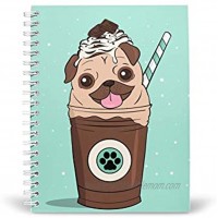 Journal Notebook 5.5x8.5 Coil Bound 150 lined pages Pug in Coffee Journal Spiral Notebook