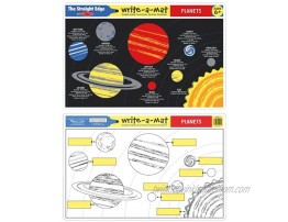 Melissa & Doug Common Knowledge II Write-a-Mat w Crayon Bundle for Ages 6+: Planets Telling Time The Straight Edge Series