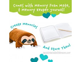 MEMORY MATES Lynn The Sloth Memory Foam Pillow Plush with Kid's Diary That Stores in Belly Pocket 15” Stuffed Animal 6 Journal